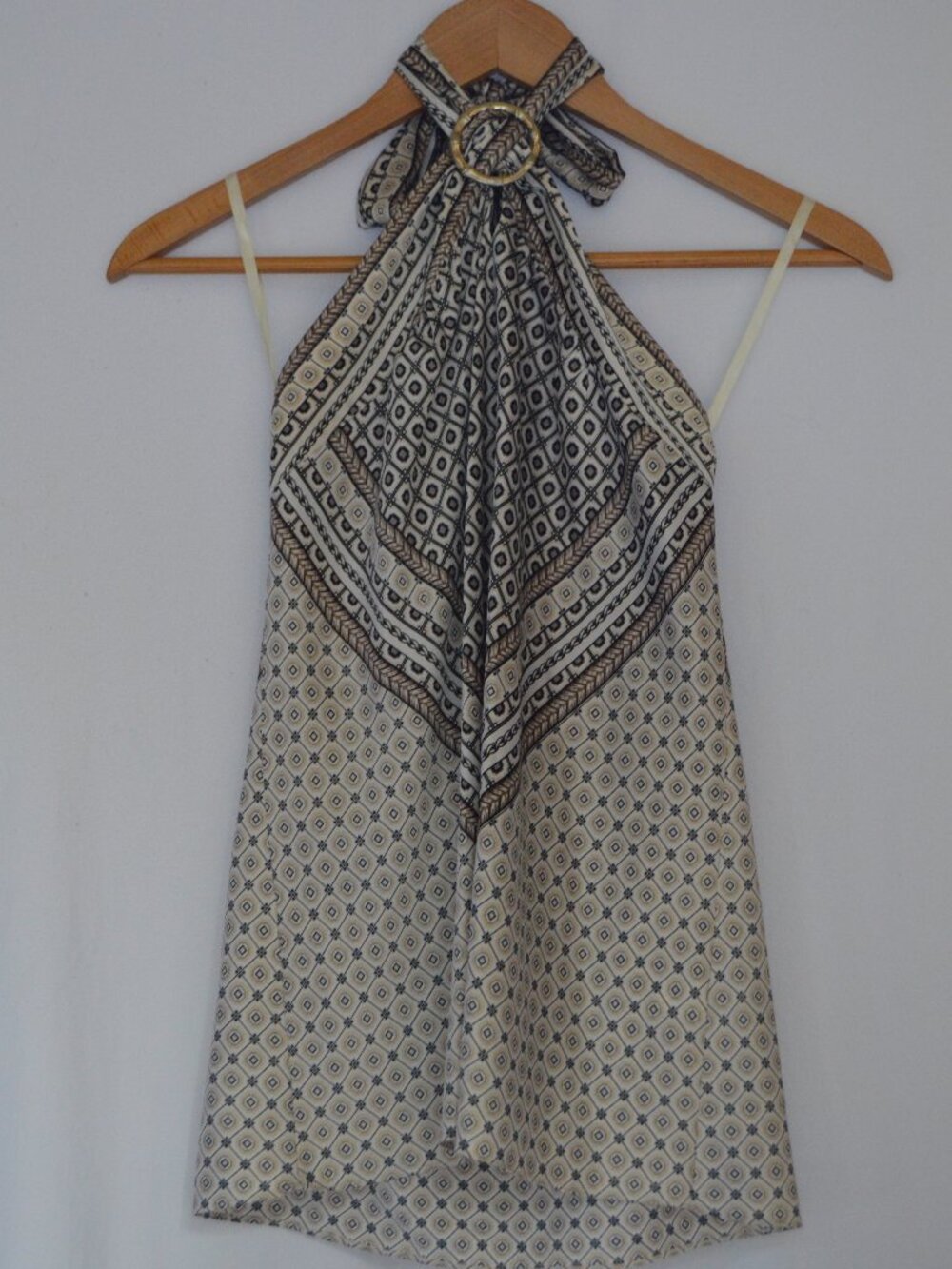 White House | Black Market Fringe Scarf Halter Top